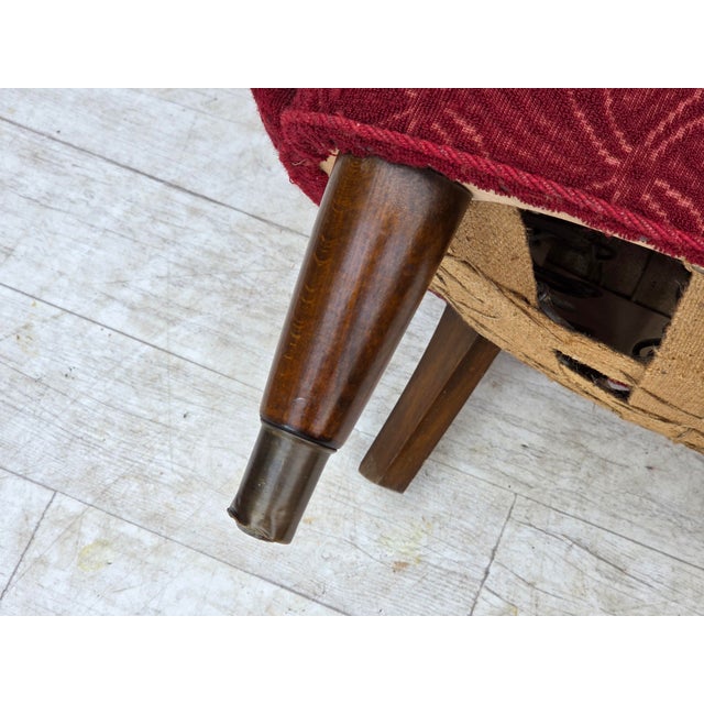 Danish Armchair in Red Furniture Fabric, 1960s For Sale - Image 15 of 18