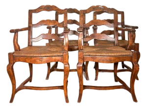 1980s Rush Top French Provincial Style Chairs - Set of 4