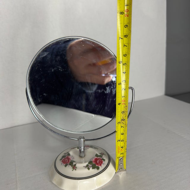 Metal Mid 20th Century Porcelain Base Vanity Mirror For Sale - Image 7 of 8