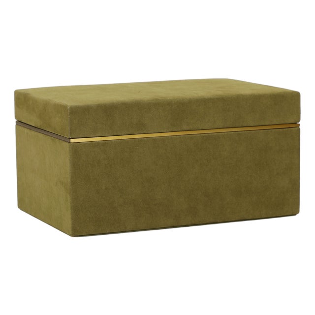 Pisa Green Vegan Suede Contract-Grade Storage Box For Sale