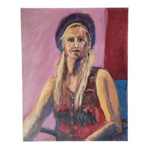 "Bonnie Ann" Portrait Oil Painting of a Woman in Berete by Rosemary Rabut