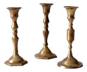 Vintage Brass Candlesticks Set of 3