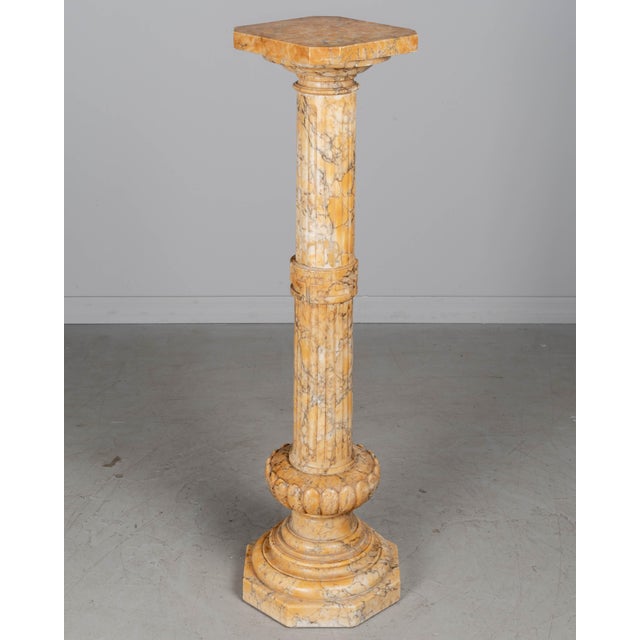 Italian Carved Alabaster Column Pedestal, Circa 1900 For Sale - Image 4 of 13