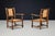 French Oak and Rush Armchairs in the style of Charles Dudouyt, France, 1940, Set of 2 For Sale - Image 3 of 11