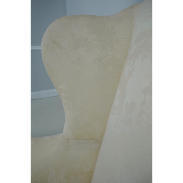 Off-white Pair Southwood Ball & Claw Mahogany Wing Chairs For Sale - Image 8 of 18