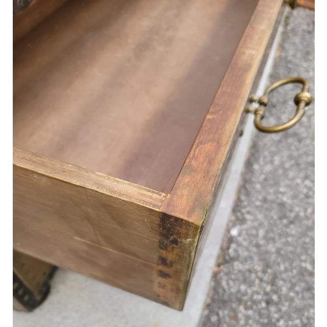 Wood Mid 20th Century Sarreid Brass Cocktail Table With Drawers For Sale - Image 7 of 9