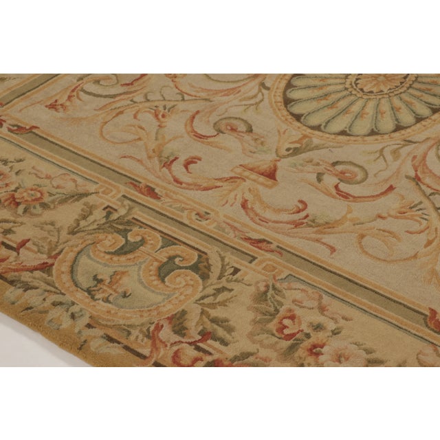 1900 - 1909 Antique French Aubusson Rug With Stately Golden Floral Medallions - Rug & Kilim For Sale - Image 5 of 10