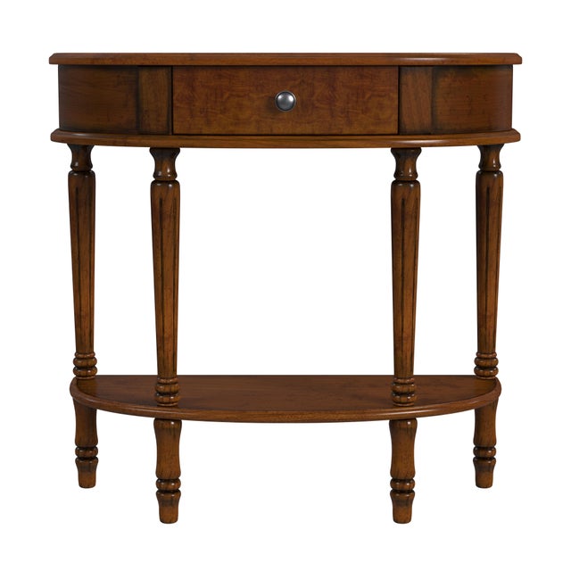 Traditional Mozart Demilune Console Table, Medium Brown For Sale - Image 3 of 7