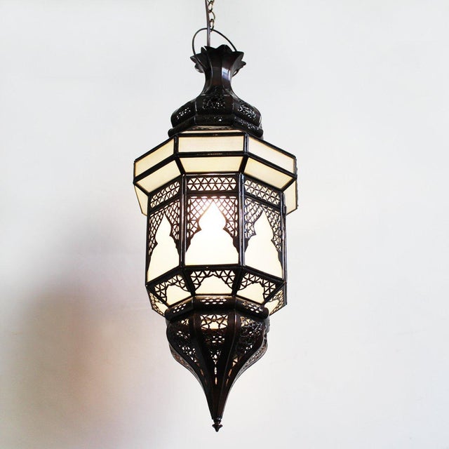 Moroccan Vintage Moroccan Frosted Glass Pendant Light For Sale - Image 3 of 7