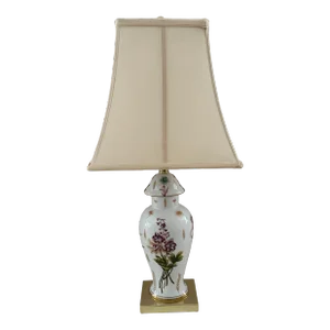 1990s Porcelain Botanical Garden Table Lamp