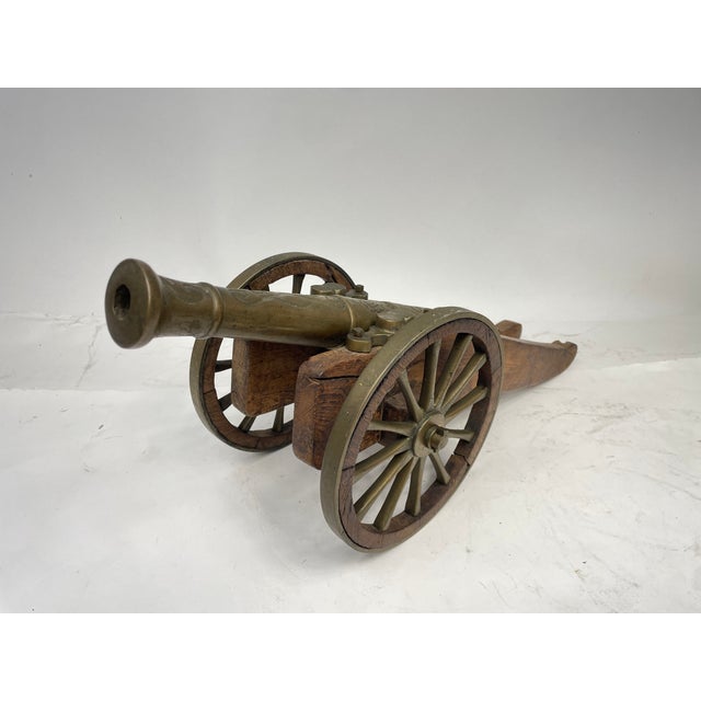 Vintage Cannon in Bronze and Wood, 1950s For Sale - Image 13 of 14