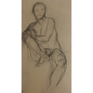 1984 Seated Male Nude Drawing For Sale