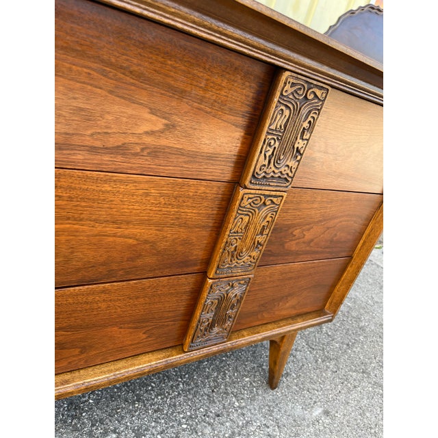 Wood Bassett Mayan Dresser With Mirror For Sale - Image 7 of 12
