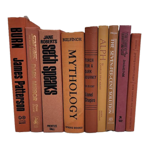 Vintage Terracotta & Earthy Orange Decorative Book Stack - Set of 9
