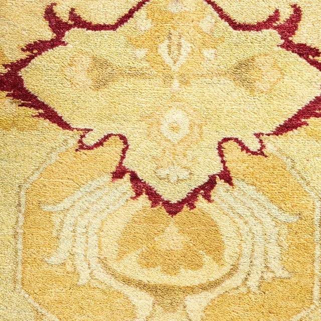 Traditional Mogul Collection Hand-Knotted Area Rug - Ivory 10' 2" x 14' 7" For Sale - Image 3 of 4