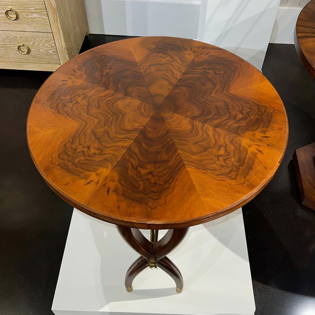 Walnut Art Deco Round Side Table For Sale - Image 4 of 4