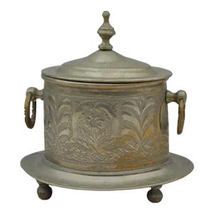 Antique Handmade Floral-Engraved Moroccan Brass Tea Caddy Box