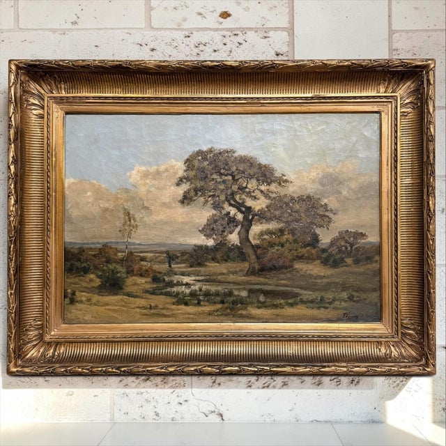 Beaux-Arts 19th Century Oil Painting on Canvas in Original Gilt Frame by Théodore Baron (1840–1899) For Sale - Image 3 of 16