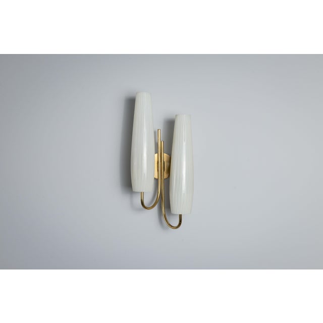 Double Shades Sconces with Brass Details, 1960s, Set of 2 For Sale - Image 10 of 16