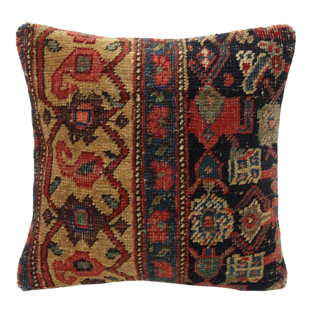 Authentic Tribal Antique Rug Pillow Cover -16'' X 16'' For Sale