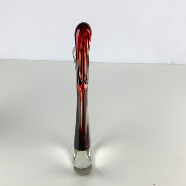 Vintage Charles Wright Art Glass MCM Bilobe Molten Red Organic Vase Mid Century For Sale - Image 4 of 8