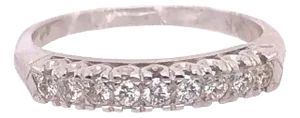 14 Karat White Gold Diamond Half Anniversary Bridal Ring / Wedding Band, Size 5.5