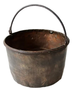 Antique Copper Pot With Iron Handle