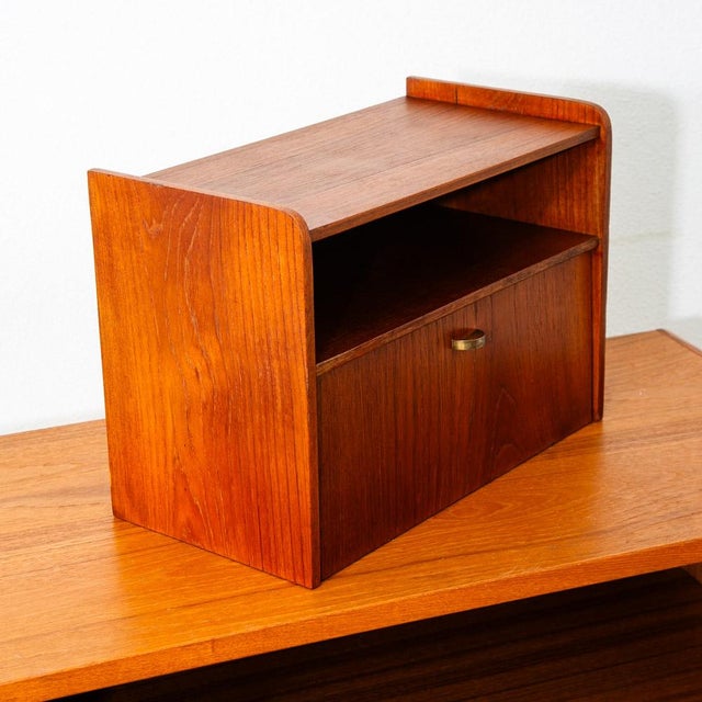 Mid Century Danish Modern Nightstand Floating Storage Shelf Drop Cabinet Vintage For Sale In Sacramento - Image 6 of 12