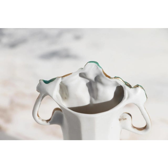 Antique White 1900s Art Nouveau Musician Bisque Porcelain Vase, Germany For Sale - Image 8 of 13