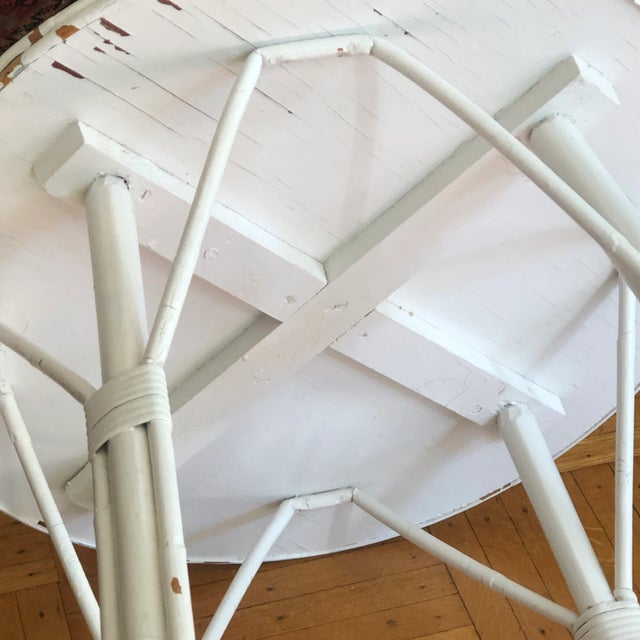 Wood Antique Painted Bamboo Side Table For Sale - Image 7 of 13