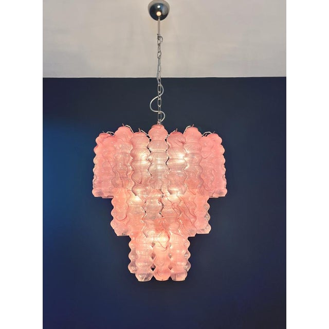 Large Pink Murano Glass 3-Tier Tube Chandelier, 1990s For Sale - Image 15 of 18