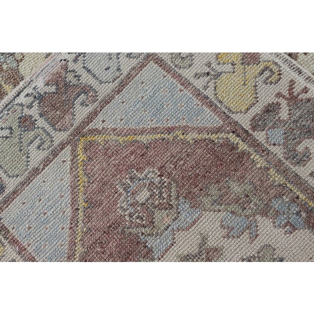 Classic Medallion Design Turkish Oushak Runner in Soft Pastel Tones For Sale - Image 14 of 14