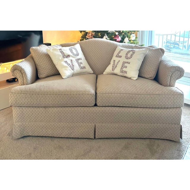 Traditional 1980s Beige Couch Loveseat by Frederick Edward (Duck Feathers and Down) For Sale - Image 3 of 7