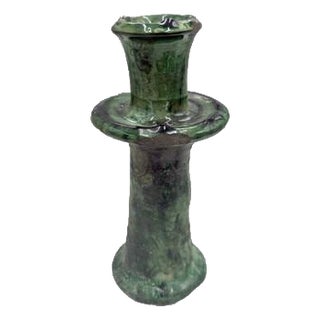 Moroccan Tamegroute Glazed Candlestick Holder For Sale