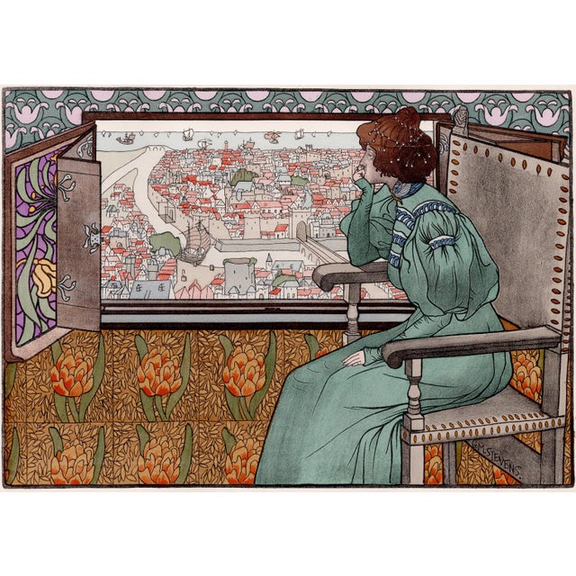 Gustave-max stevens (1871-1946) solveig (daughter of the sun) original lithograph from the glorious portfolio "l'estampe...