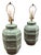 Vintage boho pair of faux basket weave plaster table lamps. Lamps are a beautiful light teal/seafoam color with white...