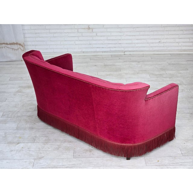 Wood Danish 2-Seater Sofa in Velour with Ash Wood Legs, 1960s For Sale - Image 7 of 17