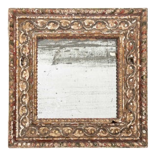 Baroque Painted and Carved Giltwood Mirror, 18th Century For Sale