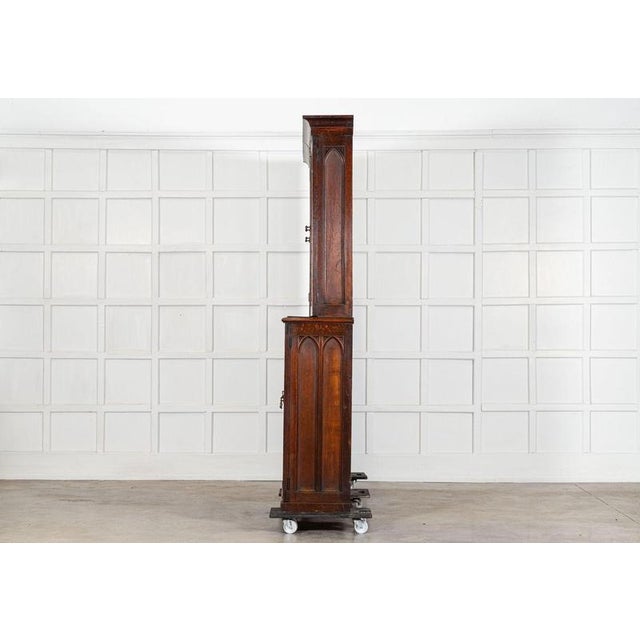 Wood Large English Glazed Oak Library Bookcase, 1890s For Sale - Image 7 of 18