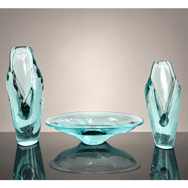 Art Glass Model 7420/32 Vases and Bowl by Ladislav Paleček for Škrdlovice, Former Czechoslovakia, 1974, Set of 3 For Sale - Image 12 of 12