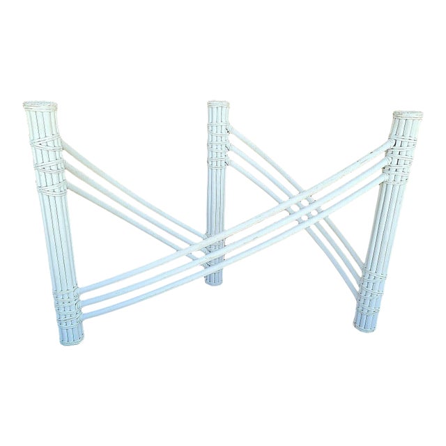 Palm Beach Regency Sculptural Faux Bamboo Rattan Dining Console Table Base For Sale