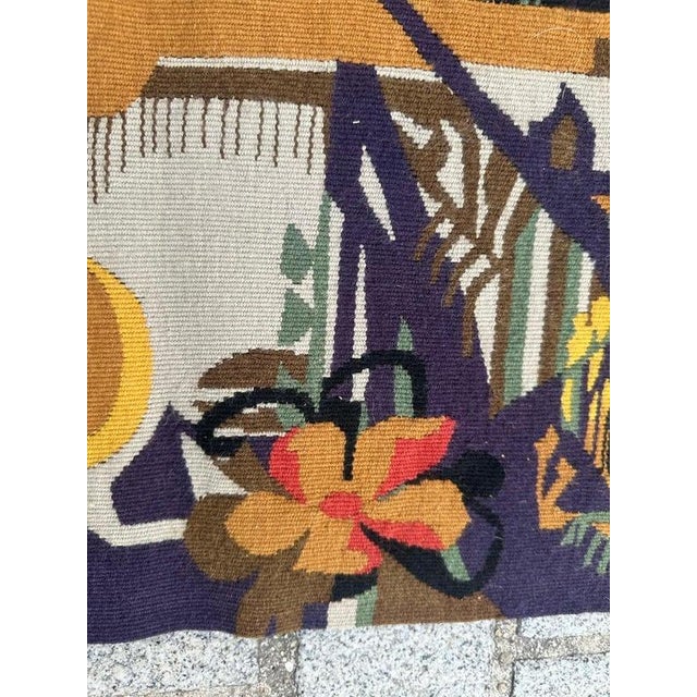 Mid-Century Modern French Tapestry by Mileva for Aubusson, 1940s For Sale - Image 9 of 18