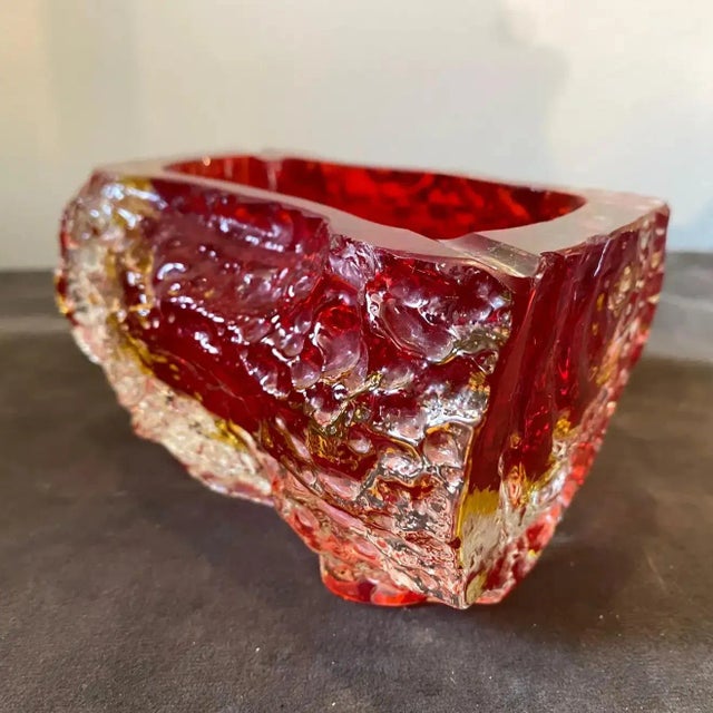 1970s Mandruzzato Modernist Red Sommerso Murano Glass Ashtray For Sale - Image 6 of 10