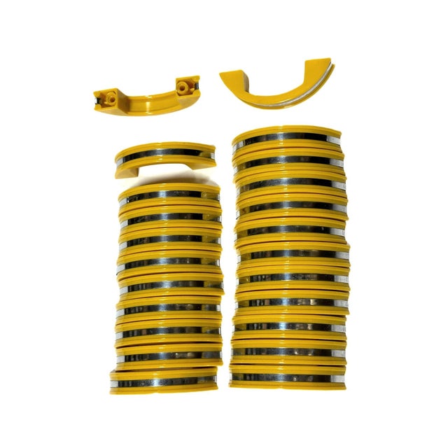 1950s Yellow Phonic Resin Drawer/Door Pull With Aluminum Accent, Set of 23 For Sale - Image 5 of 6
