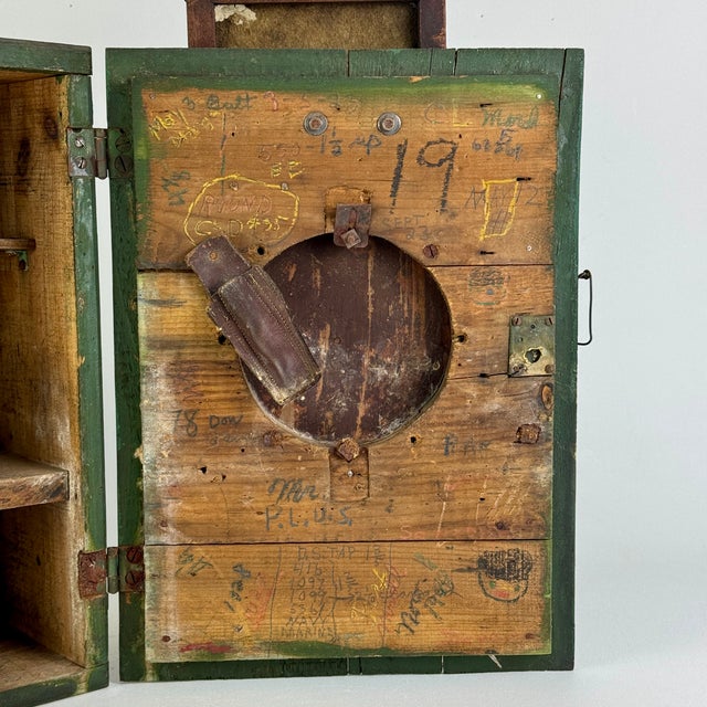 Early 20th Century The Gas Attendant's Primitive Green Assembled Cupboard For Sale - Image 13 of 18