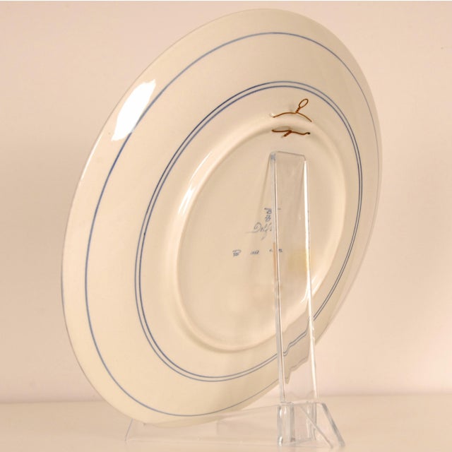 Large Blue and White Wall Plate with Handpainted Seascape after Mesdag from Royal Delft, 1960s For Sale - Image 6 of 12