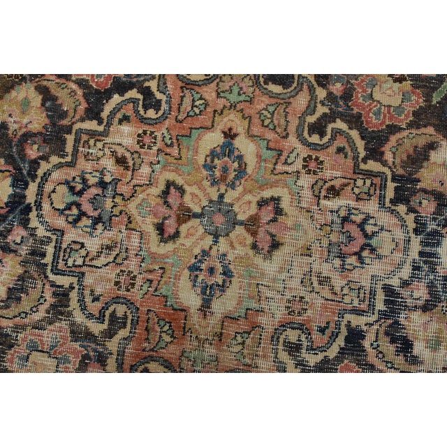 Textile Mashad Rug 8’2” X 11’2” Pink Wool Vintage Distressed Hand-Knotted Carpet For Sale - Image 7 of 15