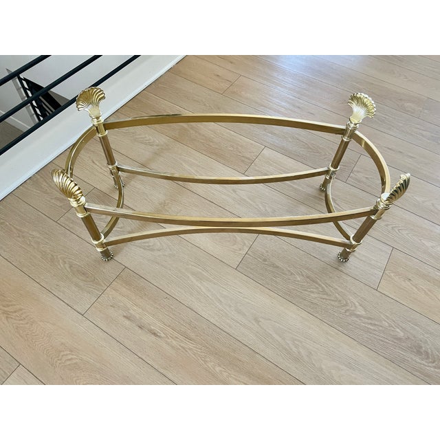 Mid 20th Century Hollywood Regency Maison Jansen Inspired Glass & Brass Shell Coffee Table For Sale - Image 12 of 12
