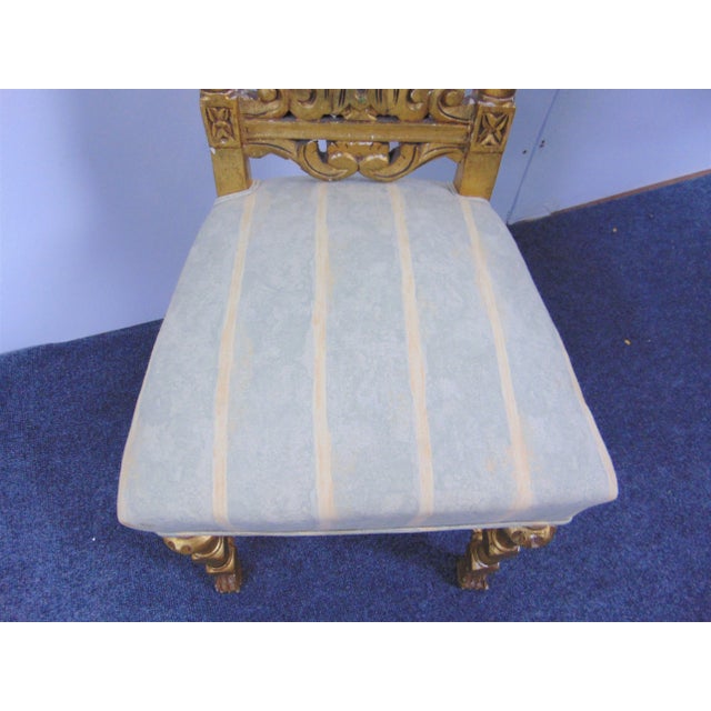 Gold Victorian Style Gilt Carved Side Chair For Sale - Image 8 of 9
