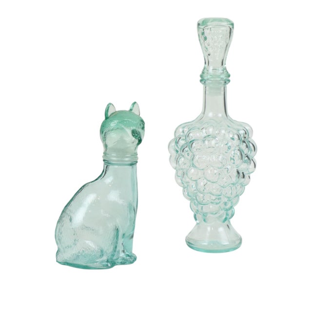 Vetreria Etrusca Italian Grape Cluster and Cat Wine Carafe, 1960s, Set of 2 For Sale - Image 12 of 16